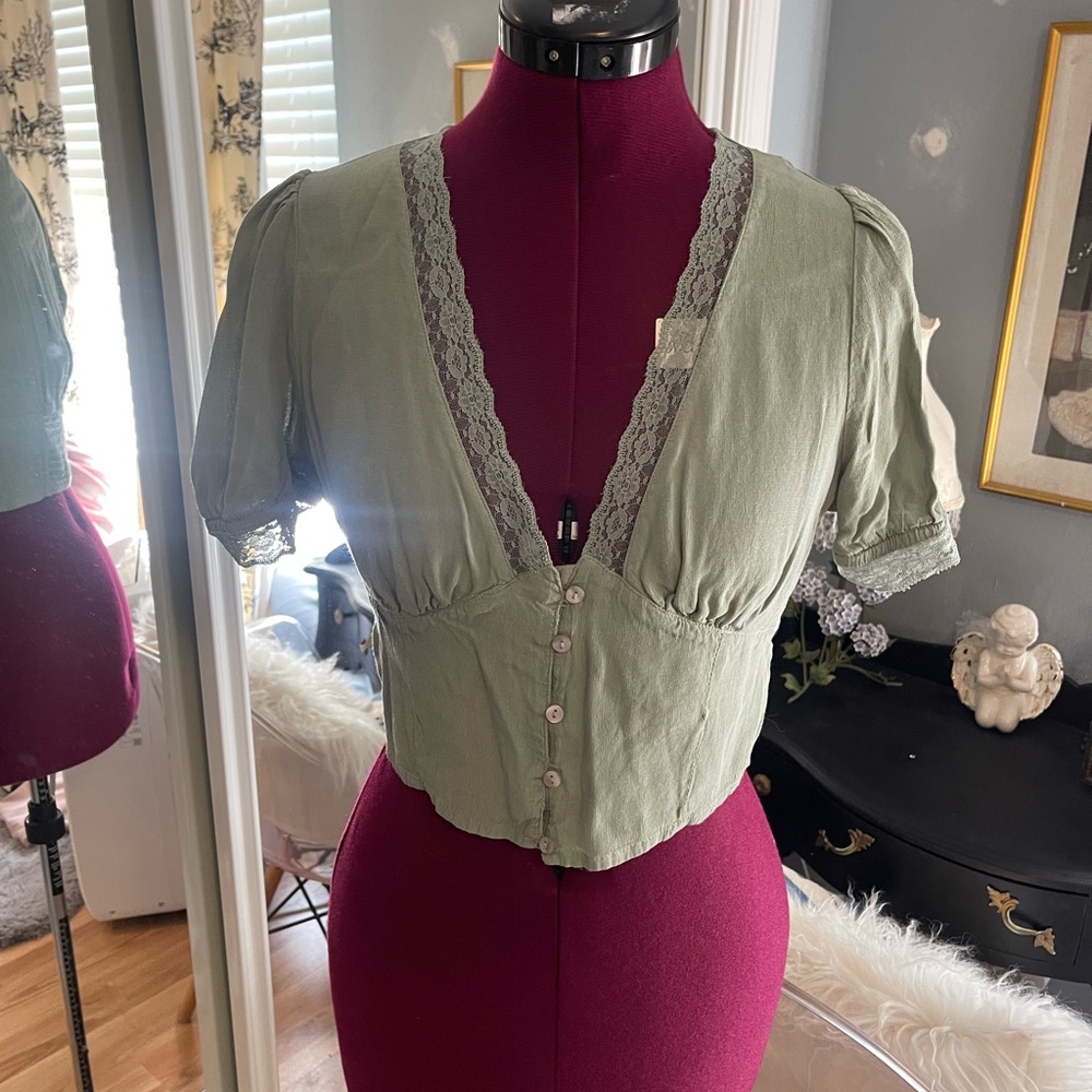 Cotton On Sage Green Lace Blouse